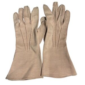 Vintage Gloves Cottagecore Fownes Super Quality Beige Brown Leather Size 7
